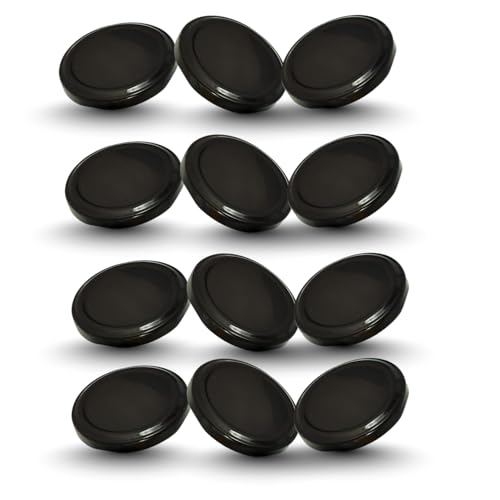 Machak Glass Jar Lids Only 63mm For 63 mm Mouth Jars (Black, 12Pcs) - Image 1