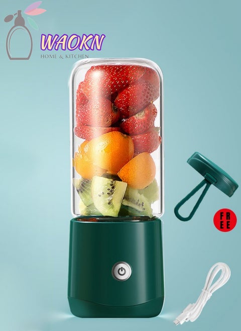 Portable Fruit Blender Personal Juice Cup for Smoothies Wireless Rechargeable Mixer For Travel Sports Office School Juice Cup Powerful Blades Cordless Juicer For All Kinds Of Fruits With An Extra Lid