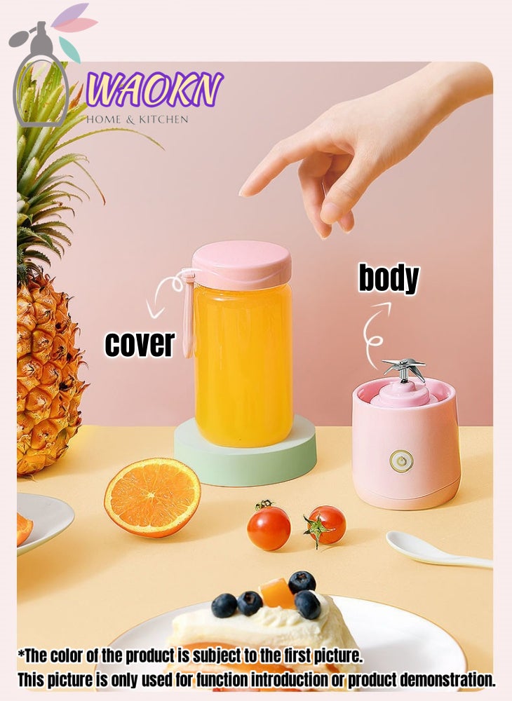 Portable Fruit Blender Personal Juice Cup for Smoothies Wireless Rechargeable Mixer For Travel Sports Office School Juice Cup Powerful Blades Cordless Juicer For All Kinds Of Fruits With An Extra Lid