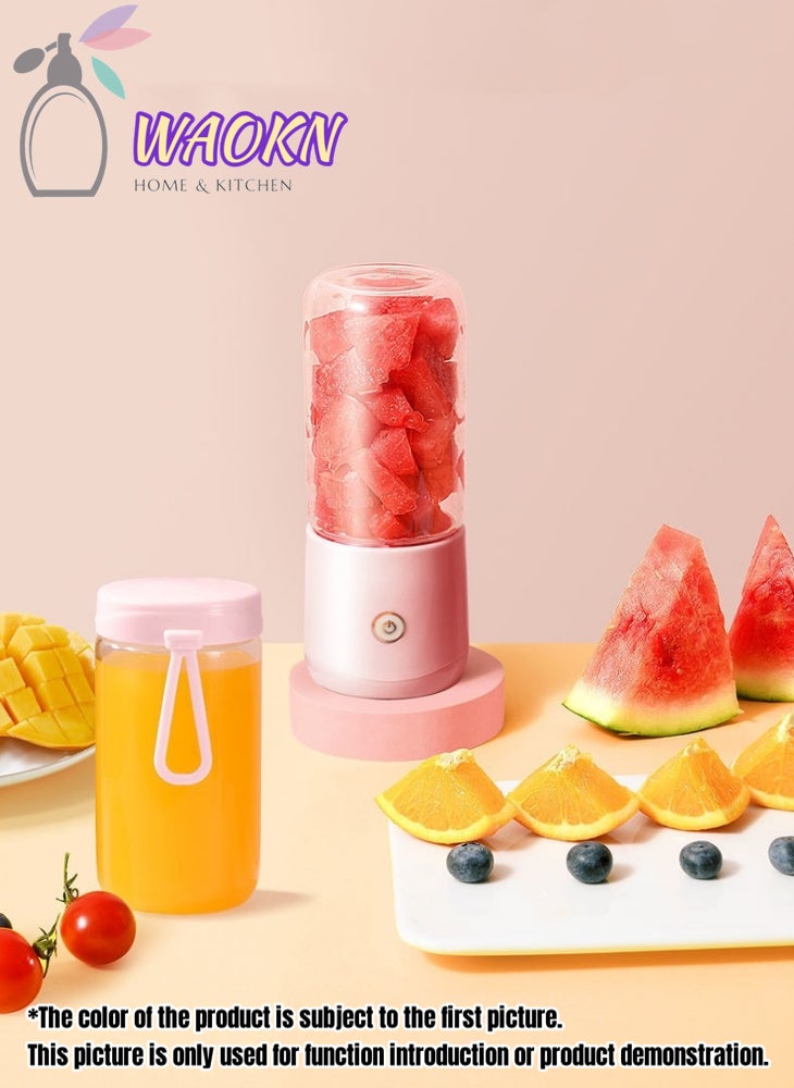Portable Fruit Blender Personal Juice Cup for Smoothies Wireless Rechargeable Mixer For Travel Sports Office School Juice Cup Powerful Blades Cordless Juicer For All Kinds Of Fruits With An Extra Lid