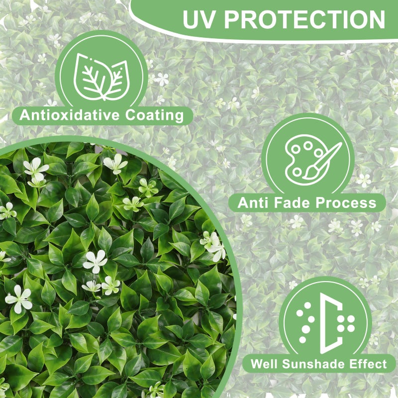 Luyue 12pcs Artificial Grass Wall Panels 20â€Ã—20â€ Greenery Wall Backdrop Boxwood Panels Green Leaf Hedge Panel Grass Backdrop for Home Decor Indoor Greenery Fence Privacy Screen for Outdoor Garden Balcony - Image 3