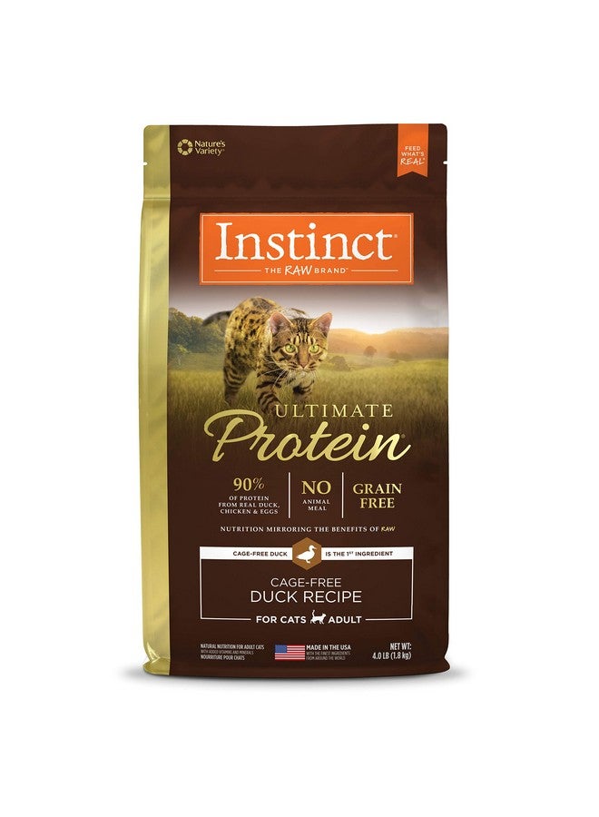 غريزة طعام القطط الجاف الطبيعي "إنستينكت ألتيميت بروتين"، تركيبة خالية من الحبوب - بطة بدون قفص، كيس وزنه 4 أرطال - Image 1