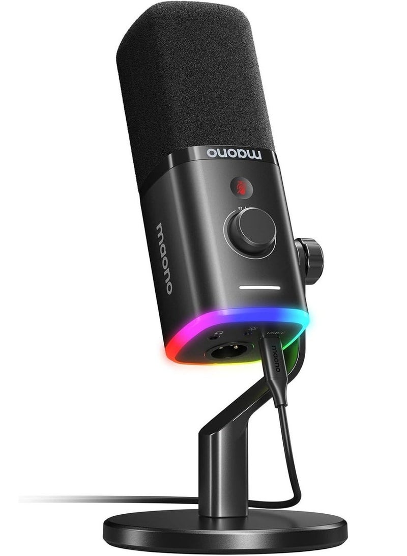 Maono PD100X RGB USB/XLR Dynamic Microphone, Cardioid Studio Mic, Black - Image 1