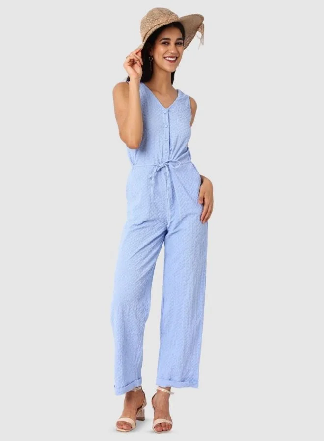Freehand  Women Regular Fit Textured V-Neck Jumpsuit  | Best Price UAE