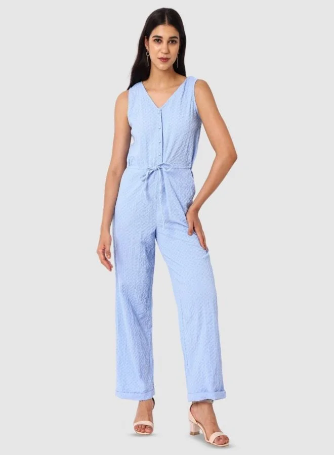 Freehand  Women Regular Fit Textured V-Neck Jumpsuit  | Best Price UAE