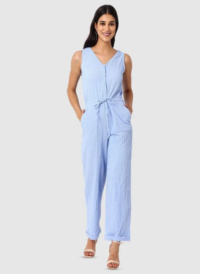 Freehand  Women Regular Fit Textured V-Neck Jumpsuit  | Best Price UAE