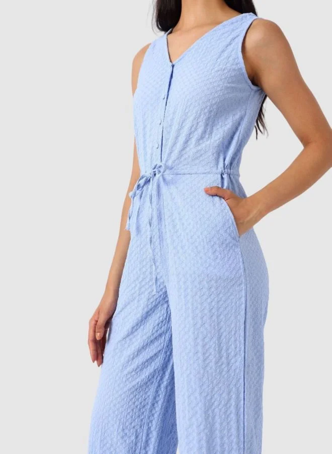 مرفوعة Women Regular Fit Textured V-Neck Jumpsuit