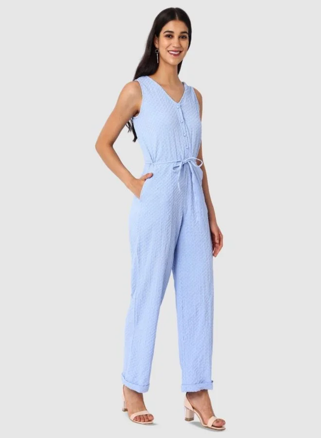 Freehand  Women Regular Fit Textured V-Neck Jumpsuit  | Best Price UAE