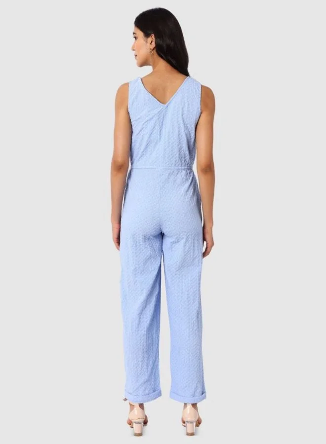 Freehand  Women Regular Fit Textured V-Neck Jumpsuit  | Best Price UAE