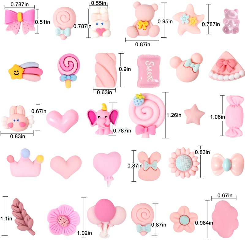 Damyda 70 Pcs Slime Charms Pink Resin Charms Cute Embellishments Bulk Mixed Ornament Decorations Accessories - Image 3