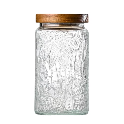 Adodeen 32oz Vintage Glass Jars With Lids, Airtight Food Storage Containers, Kitchen Canisters For Sugar, Coffee, Tea, Spice, Flour, Candy Cookie, Pasta, Cereal, Cute Decorative Jars - Image 1