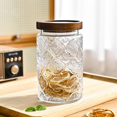 Adodeen 32oz Vintage Glass Jars With Lids, Airtight Food Storage Containers, Kitchen Canisters For Sugar, Coffee, Tea, Spice, Flour, Candy Cookie, Pasta, Cereal, Cute Decorative Jars - Image 5