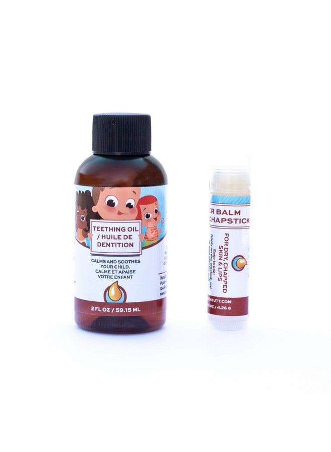Punkin Butt Baby Teething Oil and Weather Lip Balm Bundle for Sore Gum Relief and Chapped Lips | All Natural, Organic, Safe for Infants, Chemical-Free | 2 Oz Oil - Image 1