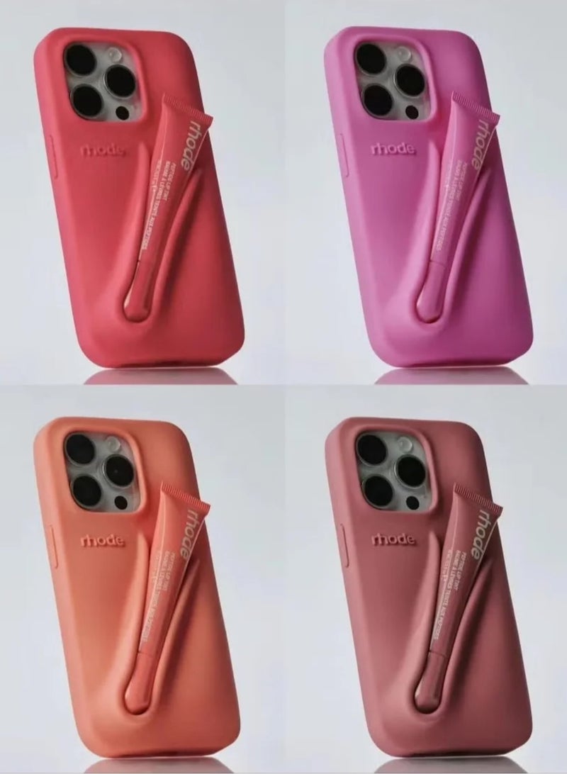 rhode Silicone Lip Holder for Cell Phone, Lip Gloss Adhesive Sleeve for Phone, Lip Holder Stick-on Phone Case, Back Stick On Holder for iPhone Phones, Shortcake - Image 3