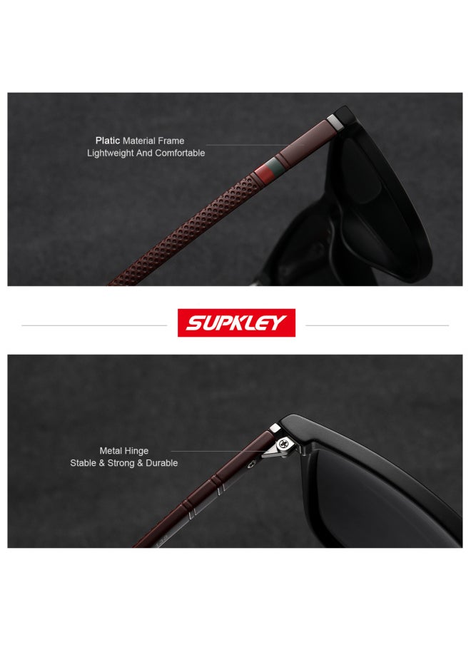Generic - SUPKLEY Men Sports Sunglasses Polarized for Comfortable Wearing Ultra Light Square Sunglasses Men Lightweight Glasses Accessorie-Lenses Color:GlossBlackMatteBlack - Image 1