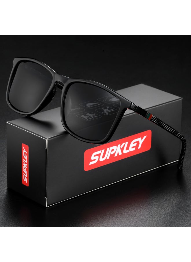 Generic - SUPKLEY Men Sports Sunglasses Polarized for Comfortable Wearing Ultra Light Square Sunglasses Men Lightweight Glasses Accessorie-Lenses Color:GlossBlackMatteBlack - Image 1