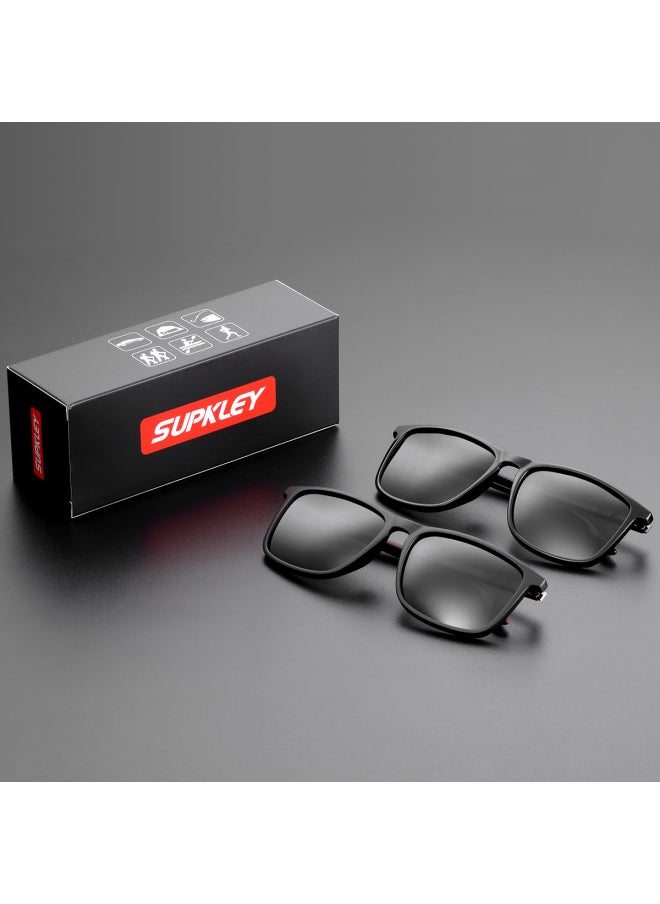 Generic - SUPKLEY Men Sports Sunglasses Polarized for Comfortable Wearing Ultra Light Square Sunglasses Men Lightweight Glasses Accessorie-Lenses Color:GlossBlackMatteBlack - Image 1