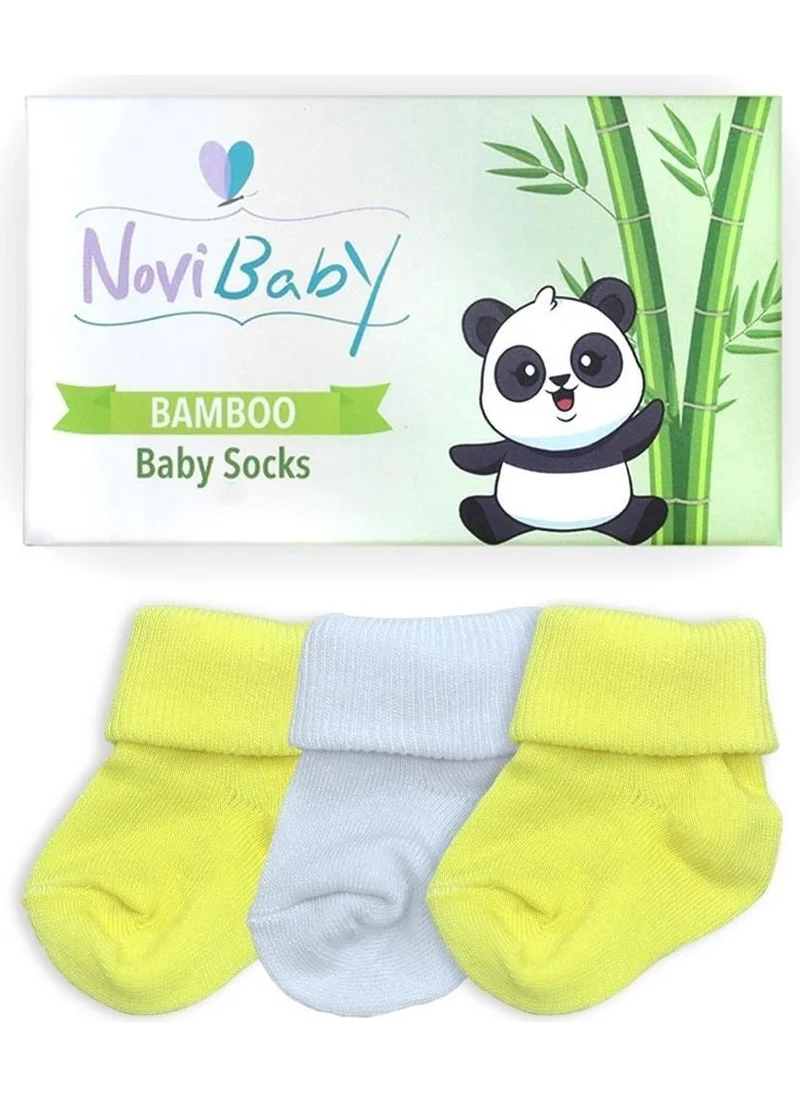 Novibaby 3-Piece Bamboo Newborn Baby Socks Flower