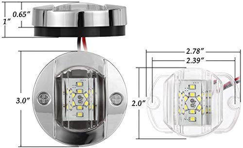Partsam 2 Pcs 3" Inch Round Boat Marine 12LED Courtesy Lights IP68 Submersible, 316 Stainless Steel, Transom Light, Underwater Stern Lights - Image 2