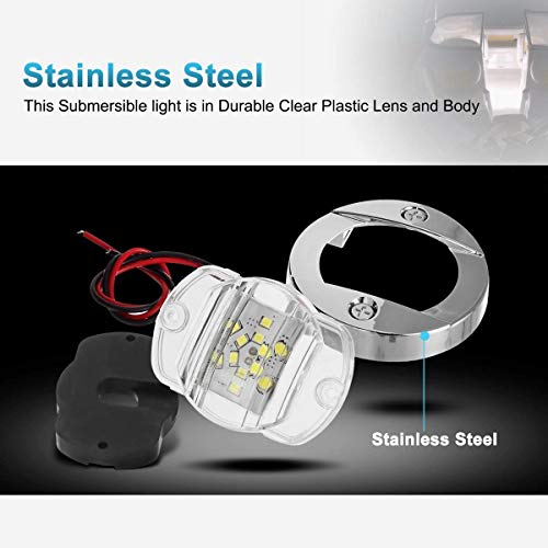 Partsam 2 Pcs 3" Inch Round Boat Marine 12LED Courtesy Lights IP68 Submersible, 316 Stainless Steel, Transom Light, Underwater Stern Lights - Image 4
