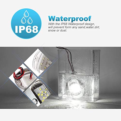 Partsam 2 Pcs 3" Inch Round Boat Marine 12LED Courtesy Lights IP68 Submersible, 316 Stainless Steel, Transom Light, Underwater Stern Lights - Image 5