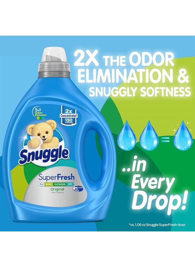 Snuggle منعم الأقمشة السائل، سوبر فريش الأصلي، يقضي على الروائح القوية، مركز 2X، 150 غسلة - Image 2