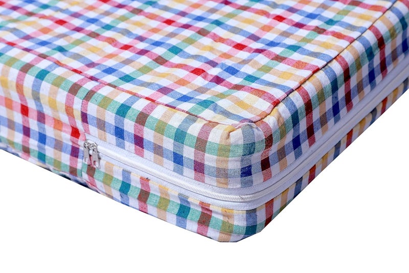 Checkme Cotton Mattress Cover/Protector for King Size Bed with Zip/Chain 84x75x5 Inch / 7x6.25 Feet - Multicolor - Image 2