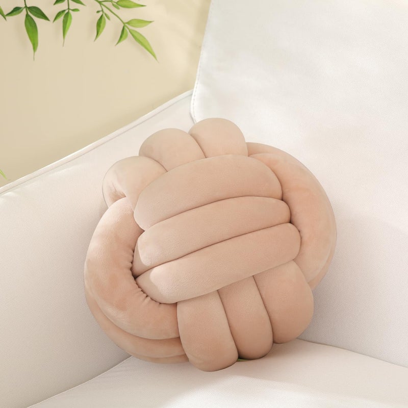 Sioloc Soft Knot Ball PillowsRound Throw Pillow Cushion Home Decoration Plush PillowThrow Knotted Pillow Handmade Round Pillow78inchesBeige