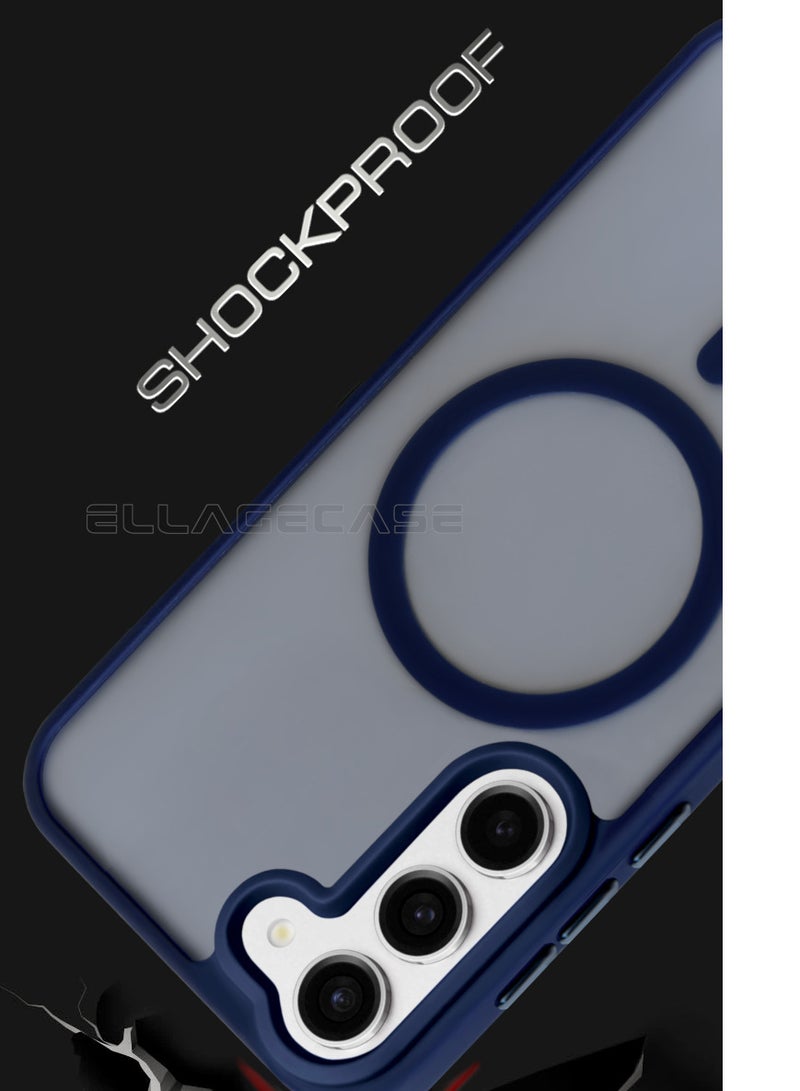ELLAGECASE حافظة أنيقة زرقاء لهاتف سامسونج جالاكسي S23، حماية كاميرا قوية، مضادة للصدمات، حماية معززة، متوافقة مع شحن MagSafe والشحن اللاسلكي - Image 2