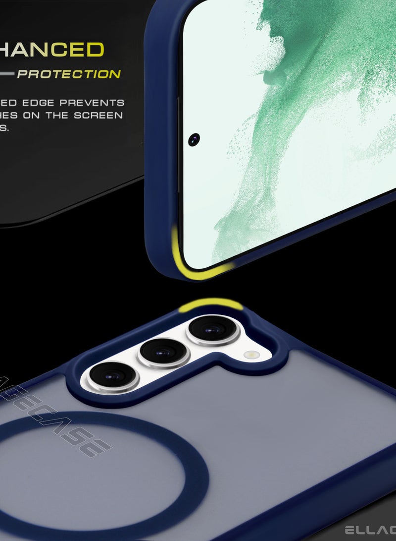 ELLAGECASE حافظة أنيقة زرقاء لهاتف سامسونج جالاكسي S23، حماية كاميرا قوية، مضادة للصدمات، حماية معززة، متوافقة مع شحن MagSafe والشحن اللاسلكي - Image 3