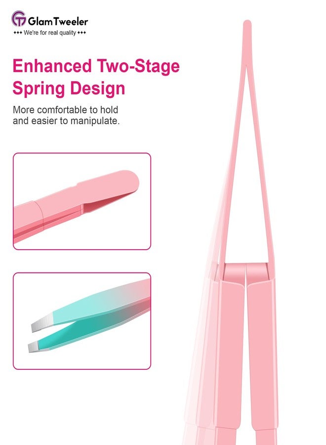 GlamTweeler ملقط G-01 الحصري ذو الطرف المائل، ملقط GlamTweeler عالي الدقة لإزالة شعر الحواجب والوجه مع حقيبة جلدية للتخزين والحمل - Image 2