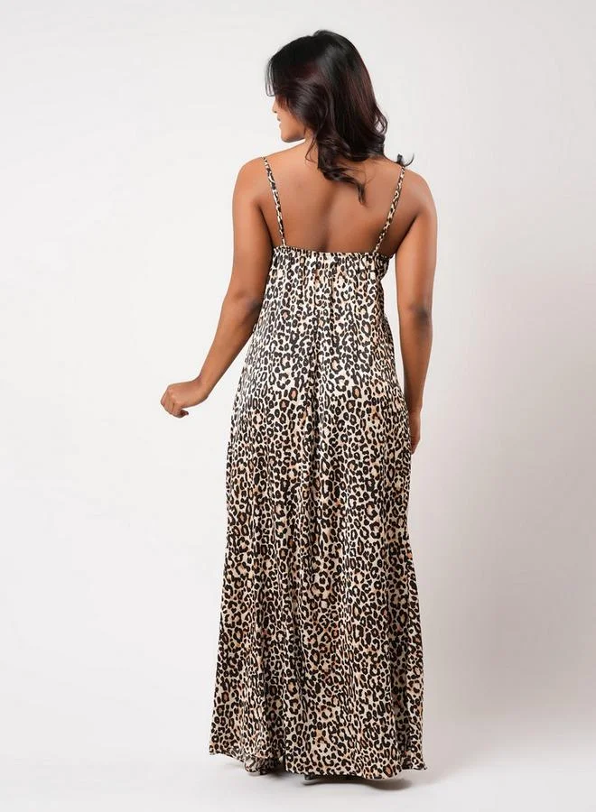 Aadaraya  Aadaraya Sleeveless Animal Print Maxi Night Gown for Women | Best Price UAE