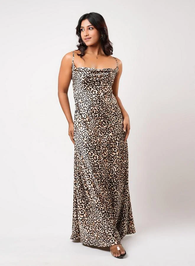 Aadaraya Sleeveless Animal Print Maxi Night Gown