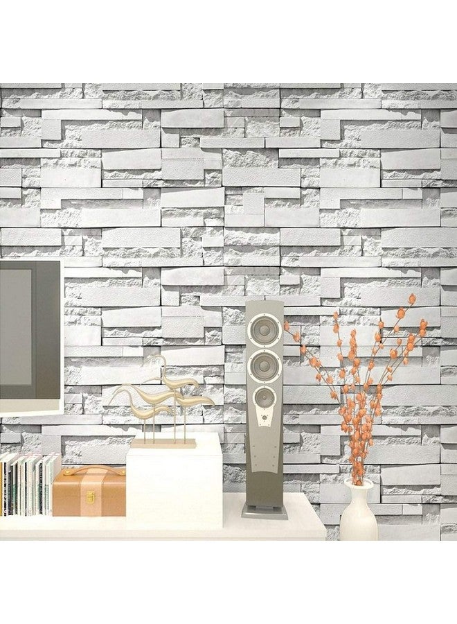 Wolpin Wall Stickers DIY Wallpaper Decal (45 x 500 cm) 3D Brick Self Adhesive House Office Decorative PVC Vinyl, Living Room, Hall, Kitchen Shelf Liner Interior, Stealth Grey Decorative Wallpaper - Image 4