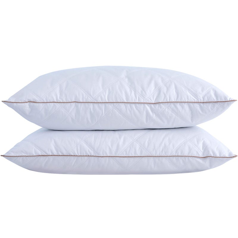 puredown Goose Feathers and Down Pillow with Diamond Quilting with 100 Cotton Cover Pack of 2 Standard Size