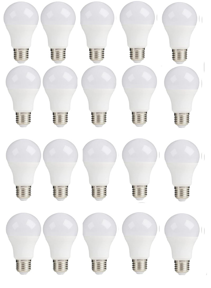 9 watt LED bulb - E27 screw cap - provides all lighting uses inside the house - (yellow light) (20), 9.0 watts 