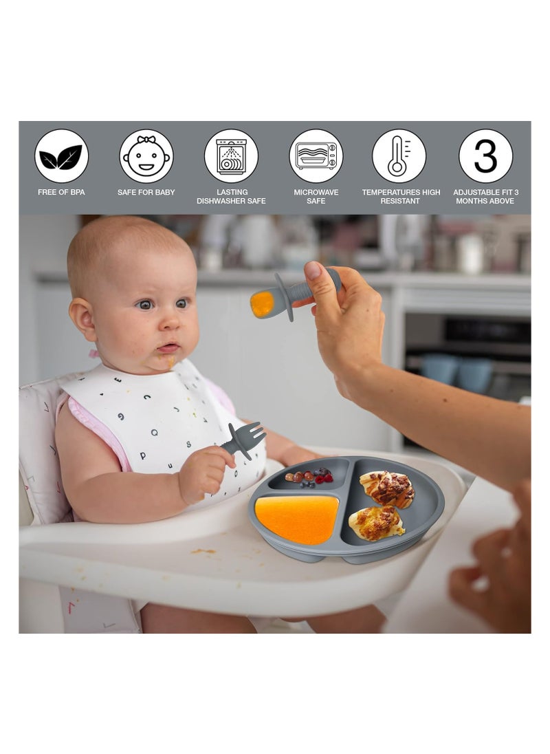 Manvik Baby Feeding Set 10-Piece | Baby Led Weaning Utensils Set Includes Suction Bowl and Plate, Baby Spoon and Fork, Sippy Cup with Straw and Lid | Baby Feeding Supplies Set (B-Blue)  - Image 4