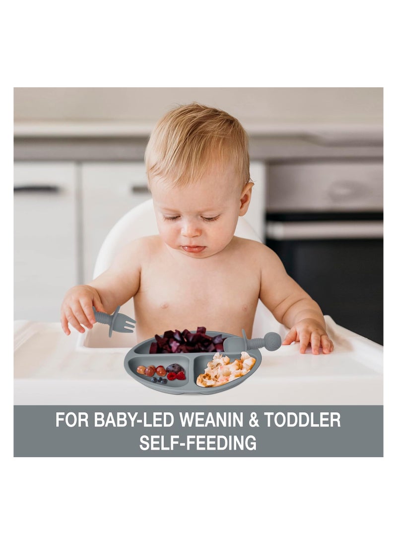 Manvik Baby Feeding Set 10-Piece | Baby Led Weaning Utensils Set Includes Suction Bowl and Plate, Baby Spoon and Fork, Sippy Cup with Straw and Lid | Baby Feeding Supplies Set (B-Blue)  - Image 5
