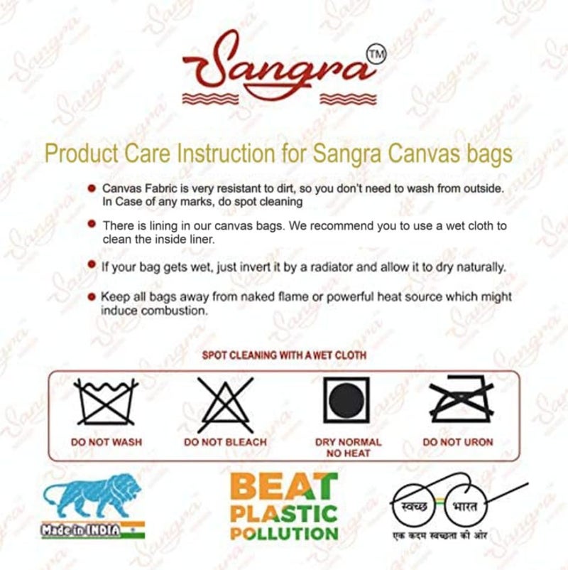 Sangra Canvas Reusable Bags for School, College, Lunch Bag for Office for Men and Women, Grocery Shopping Bag, Multi-Purpose Bag, Sturdy Handle With Zipper Lock (Pack of Two) (Eat Healthy) - Image 5