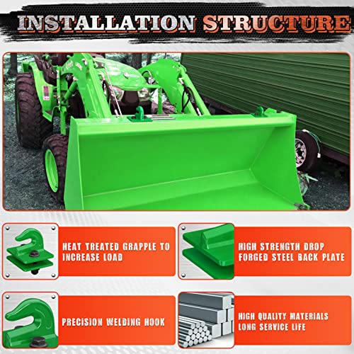AMBULL 2 Pack 3/8" Tractor Bucket Grab Hook Grade 70 Forged Steel Bolt On Grab Hook Tow Hook Mount with Backer Plate,Work Well for Tractor Bucket, RV, UTV,Truck, Max 15,000 lbs, Dark Green - Image 3