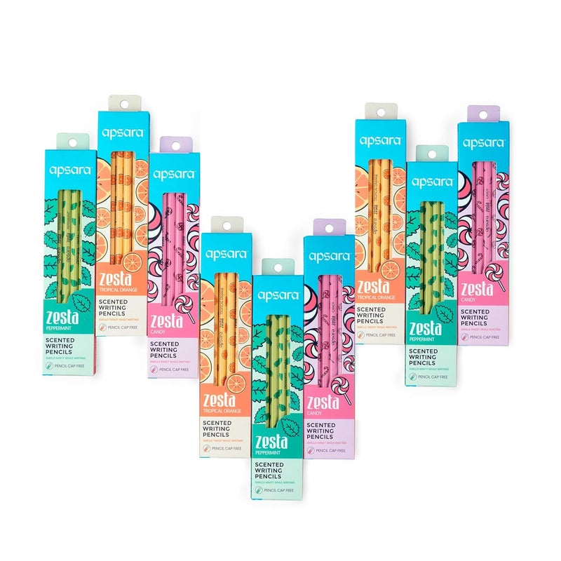 Apsara Zesta Scented 6 Pencils PackTopical Orange Candy PepperMint 9 Boxes - Image 1