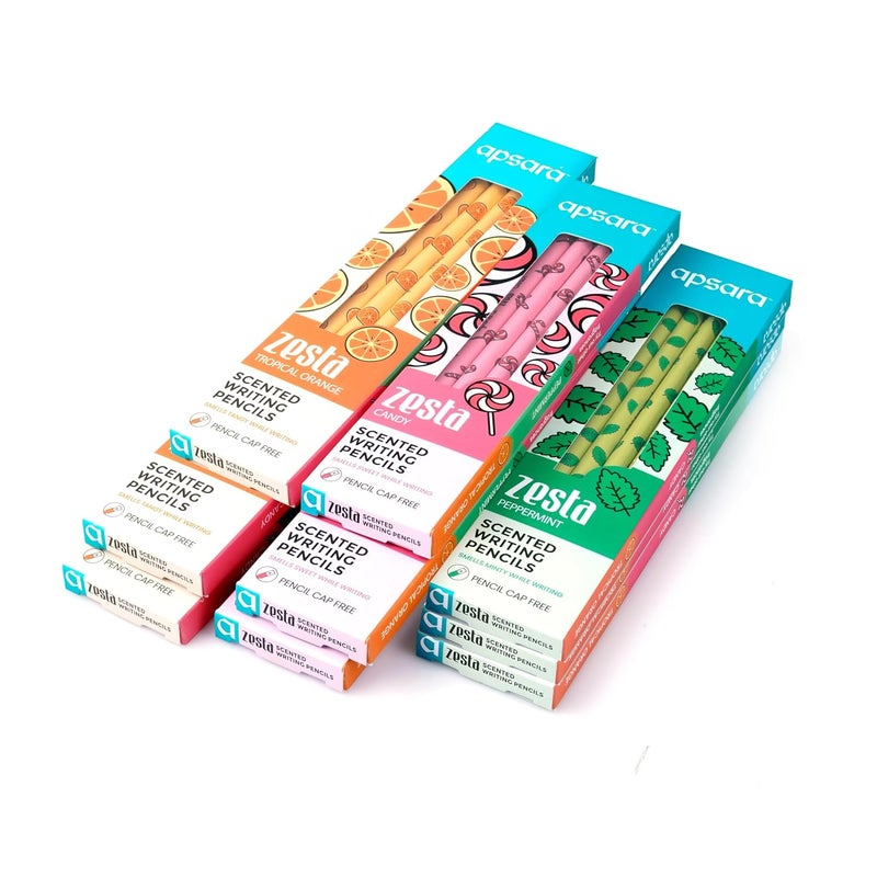 Apsara Zesta Scented 6 Pencils PackTopical Orange Candy PepperMint 9 Boxes - Image 2
