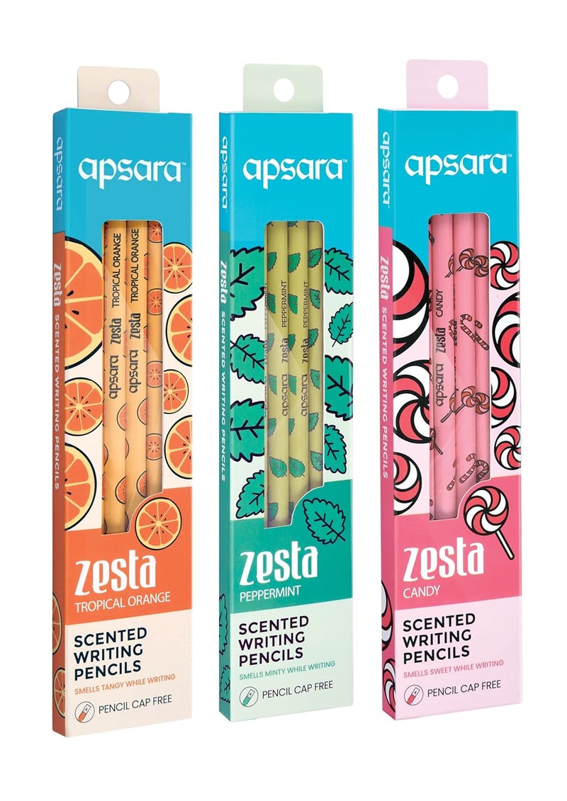 Apsara Zesta Scented 6 Pencils PackTopical Orange Candy PepperMint 9 Boxes - Image 4