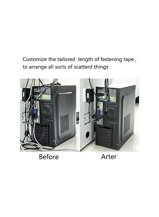 Green Tiger 5M Fastening Tape Hook and Loop Straps Cable Ties for Cable Management 2CM Wide,Black - Image 5