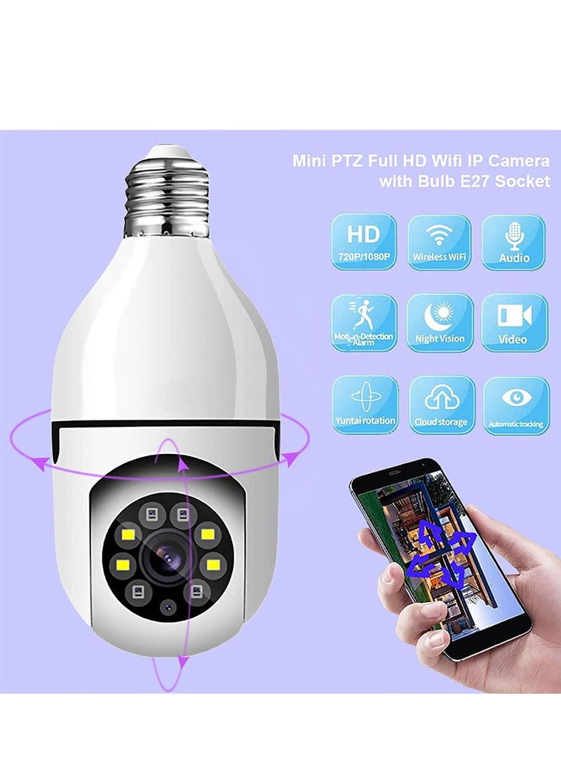 DubaiGallery - Light Bulb Security Camera, Keilani Light Bulb Security Camera, Keilini Security Camera, 360°Panoramic Surveillance Cam, 2.4GHz WiFi Smart 1080P Outdoor Security Camera Motion Detection - Image 1