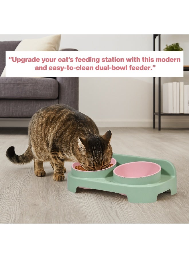 أن ان سي بيتس وعاء مزدوج للحيوانات الأليفة للقطط والكلاب الصغيرة، وعاء متين من مادة البولي بروبيلين للكلاب بتصميم محمول، تصميم قابل للفصل، وتصميم مضاد للانقلاب، مناسب للاستخدام الداخلي/الخارجي، 30 سم - Image 5