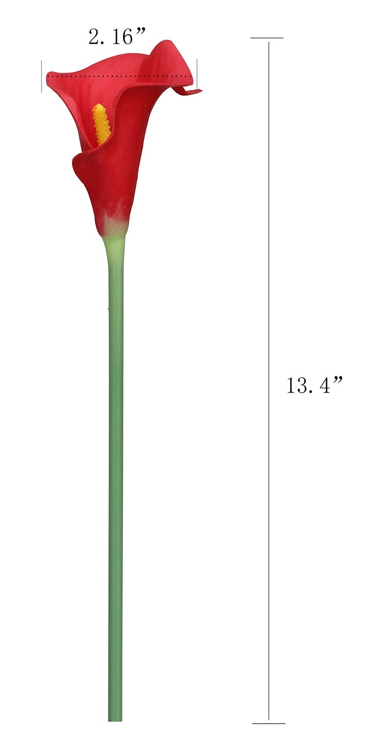 Duovlo 20pcs Calla Lily Bridal Wedding Bouquet Lataex Real Touch Artificial Flower Home Party Decor (Red) - Image 4