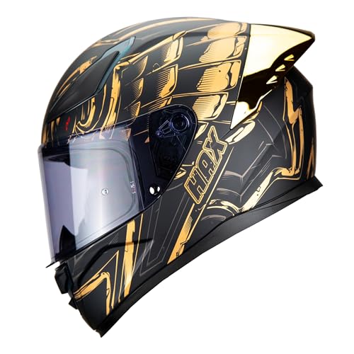 HAX Onix Full Face Motorcycle Helmets DOT Approved, Pinlock Ready & Intercom Slot , Motorbike Powersports Street Racing for Men Women（Pharaoh Matte Blk-Gld, L) - Image 1