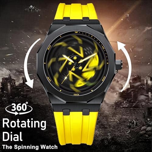 IIK COLLECTION Men's Car Wheel Watch with Spinning Car Rim Hub Design with Silicon Strap|| Analog | Quartz Movement|| Water Resistant, Scratch Resistant - Image 3