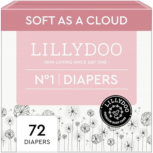 LILLYDOO Disposable Baby Diapers Size 1 4 lbs 72 Count Absorbent Leak Protection Ultra Soft Sensitive Skin Hypoallergenic FragranceFree Dermatologist Tested - Image 1